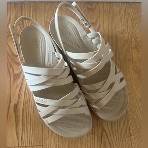 CROCS Brooklyn Beige Strappy Platform Sandals